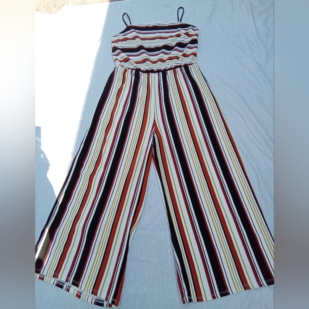 Vibe Striped Wide-Leg Jumpsuit in Cream, Black, Rust, Mustard